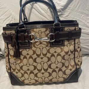 Coach Brown and Tan Signature Tote